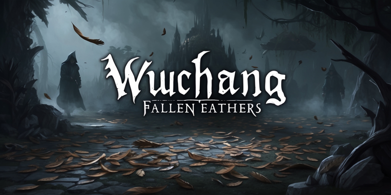 A scenic illustration of the Wuchang: Fallen Feathers game, featuring a dominant dark fantasy aesthetic with muted colors, and intricate details, set in a mystical realm with fallen feathers scattered across the ground, and a sense of foreboding mist in the air, with possible character silhouettes in the distance, and the game's logo subtly embedded in the scenery, with bold, gothic font style, and an overall somber, mysterious atmosphere.
